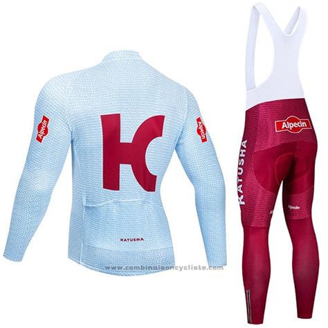 2019 Maillot Cyclisme Katusha Alpecin Lumiere Bleu Rouge Manches