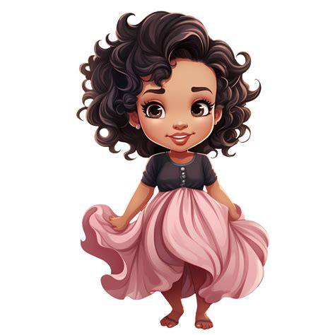 Cute Black Baby Girl Clipart Illustration AI Generative 27238167 PNG