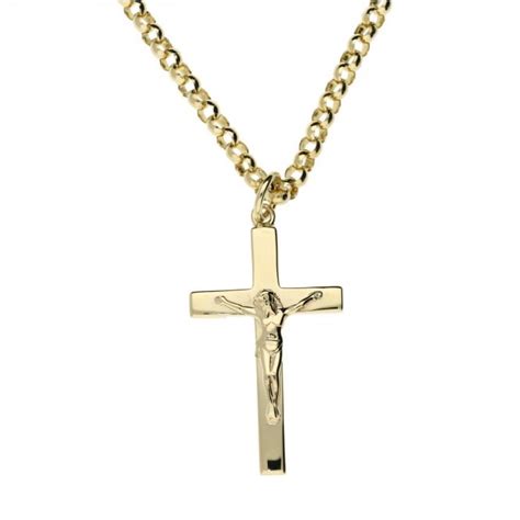 9ct Yellow Gold Crucifix And 22 Belcher Chain Miltons Diamonds