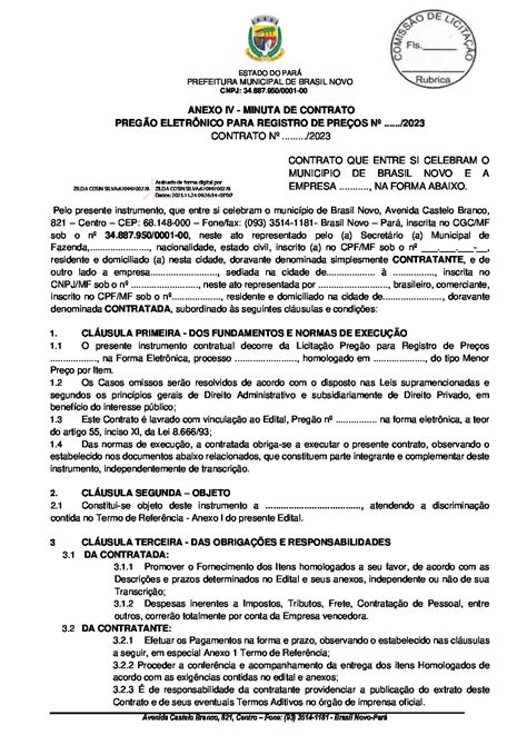 MINUTA DE CONTRATO PE SRP 033 2023 Prefeitura Municipal De Brasil