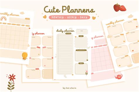 Cute Planners Monthly Weekly Daily Graphic By Hai Starin · Creative