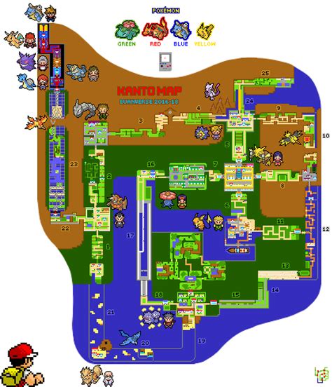 Pokemon Kanto Region Map by Euanverse on DeviantArt