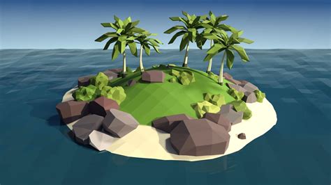 3d Model Tropical Island Vr Ar Low Poly Cgtrader