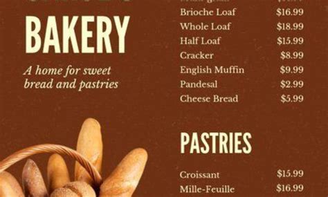 Free Bakery Menu Template Lovely Customize Bakery Menu With Free