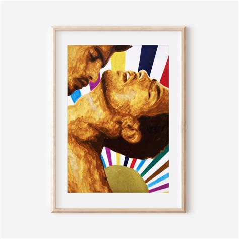 Set Of 3 Gay Couple Kissing Watercolor Art Print Same Sex Etsy