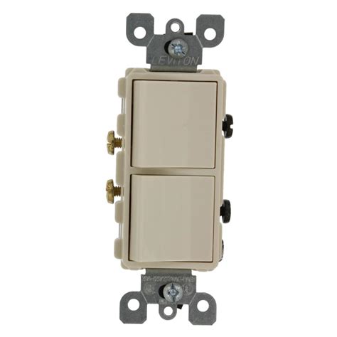 Leviton 20 Amp Decora Commercial Grade Combination Two Single Pole Rocker Switches Light Almond