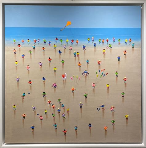 Juan Aliaga Flying A Kite Beach Mixed Media Artwork No Naked Walls