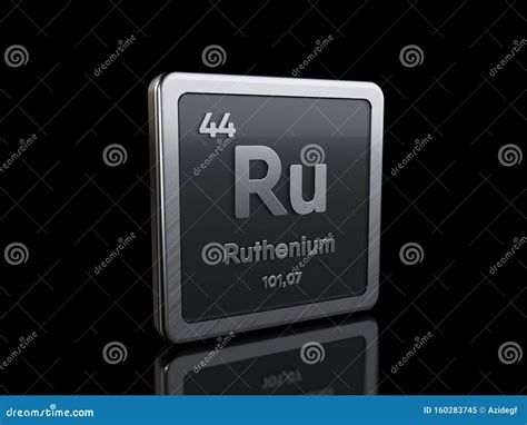 Ruthenium Ru Element Symbol From Periodic Table Series Stock