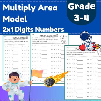 Multiply Area Model 2x1 Digits 3 4 Grade 120 Worksheets PDF