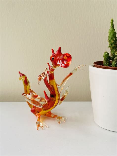 Blown Glass Figurine Dragon For Home Decor Blown Glass Etsy Glass Figurines Dragon