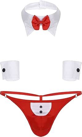 Alvivi Sexy Homme Lingerie Ensemble Costume Serveur sous Vêtement String Taille Basse Cosplay
