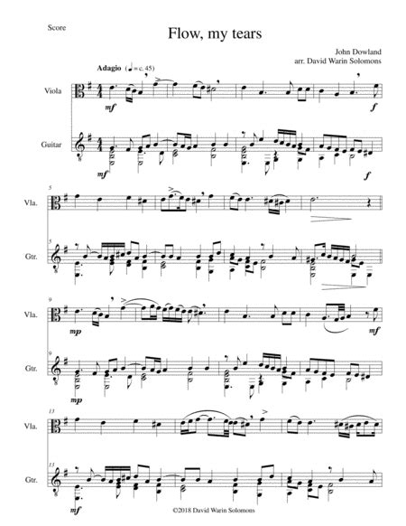 Flow My Tears For Viola And Guitar With Divisions Arr David Warin Solomons Sheet Music