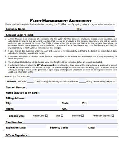 Free Fleet Management Agreement Samples In Pdf Doc