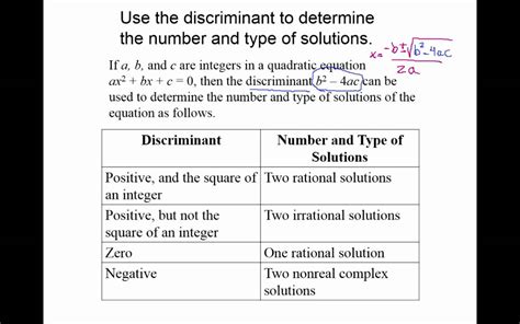 Use Discriminant To Determine Number Of Solutions Youtube