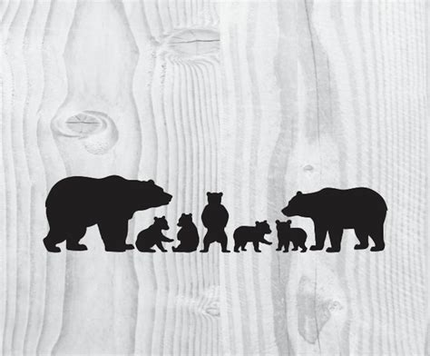 Mama Bear Papa Bear SVG Five Cubs Silhouette SVG Clipart Iron | Etsy