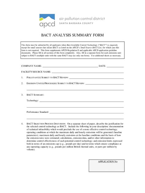 Fillable Online Bact Analysis Summary Form Fax Email Print Pdffiller