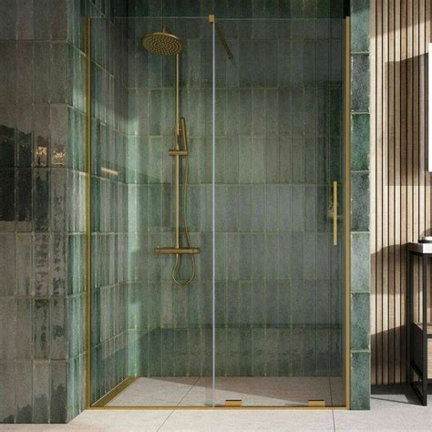 Scudo S8 Momentum 1100mm Sliding Wetroom Panel Brushed Brass Westside