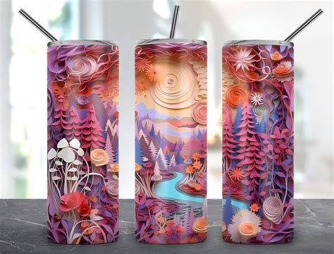 3d Forest Tumbler Design 20oz Graphic By Alleylightbox · Creative Fabrica