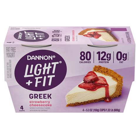 Dannon Light Fit Strawberry Cheesecake Flavored Greek Fat Free Yogurt