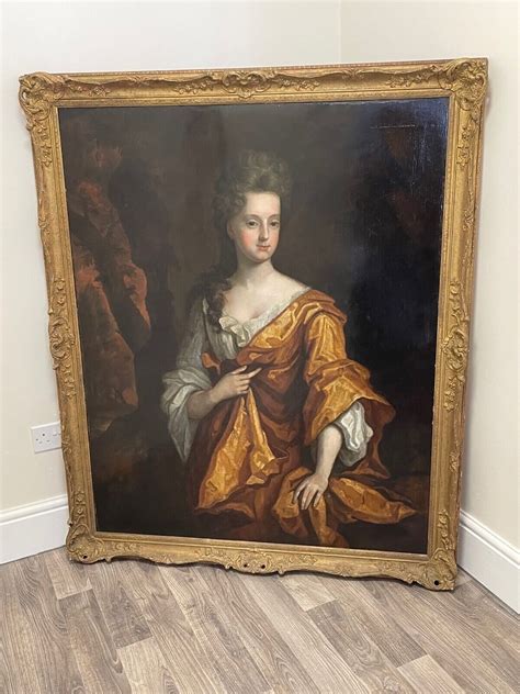 Sir Godfrey Kneller PORTRAIT OF A LADY IN A GOLDEN DRESS OIL PAINTING