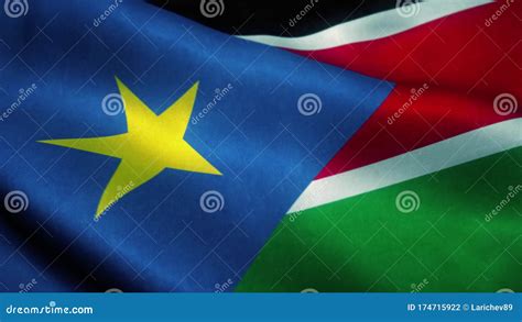 South Sudan Flag Waving In The Wind National Flag Of South Sudan Sign