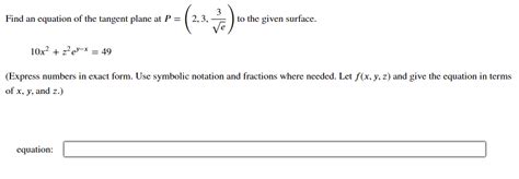 Answered Ind An Equation Of The Tangent Plane At… Bartleby