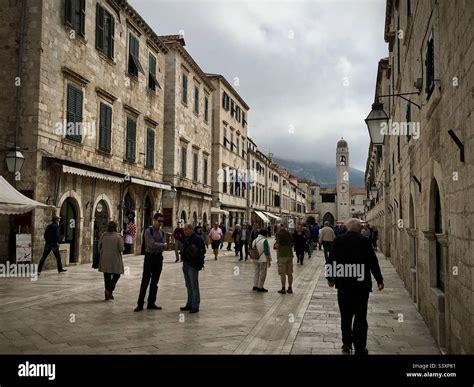 A Look Down Stradun Placa The Main Street Of Dubrovnik Old Town