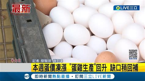 本週蛋價凍漲！ 蛋雞生產 回升缺口稍回補 價格維持產地價45 5元 批發價55元｜記者 蔡駿琪 鍾至瑋｜【消費報你知】20230327｜三立新聞台 Youtube