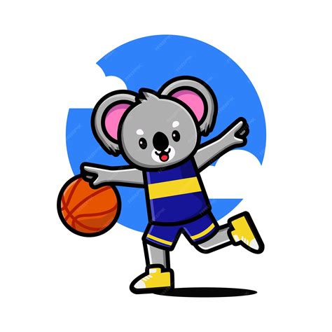 Premium Vector Happy Cute Koala Playing Basketball