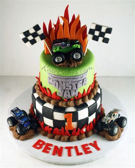 Monster Jam Cake And Smash Cake Monster Jam Cake Monster Jam Birthday Cake Monster Truck