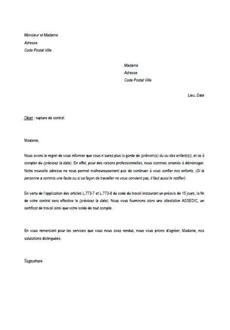 Lettre Rupture De Contrat