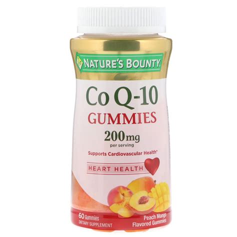 Nature's Bounty, Co Q10 Gummies, Peach Mango Flavored, 200 mg, 60 Gummies