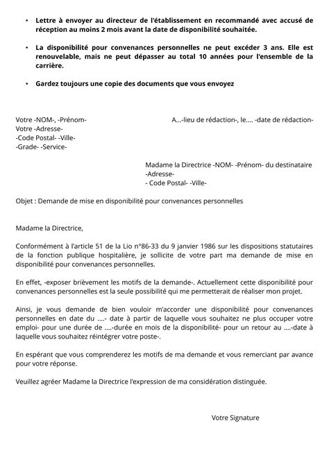 Lettre Type Disponibilit Fph Pdf