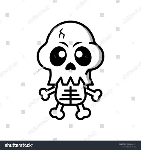 Cute Skull Cartoon Character Illustration Vector Stock Vector (Royalty ...