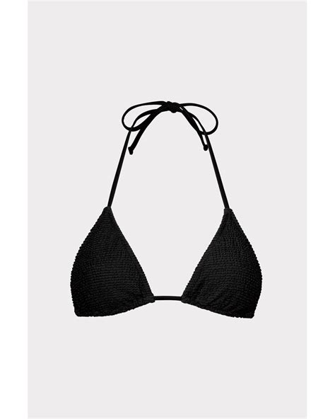 Milly Textured Triangle Bikini Top In Black Lyst