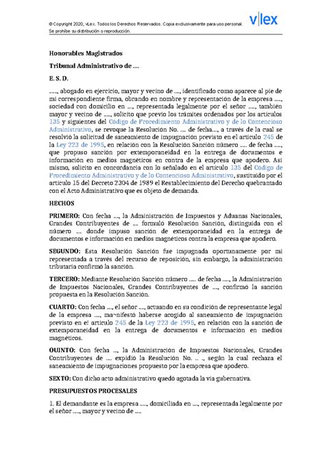 Demanda Por Asuntos Tributarios Ante La Jurisdiccin Contenci Se