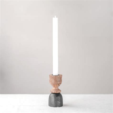 Black And Wood Taper Candle Holder Dear Yesteryear