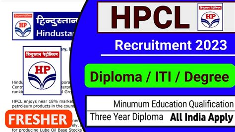 Hpcl Recruitment Fresher Iti Diploma Degree Hpcl Vacancy