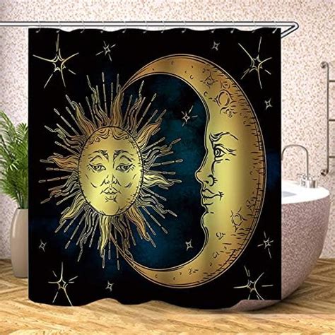 Wozukia Sun And Moon Shower Curtain 72x72 Inch With Magic