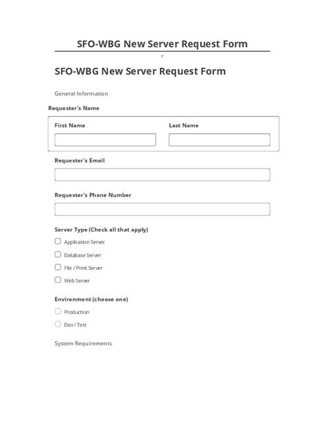 Extract SFO WBG New Server Request Form From Microsoft AirSlate