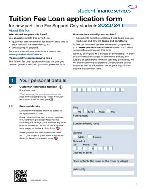 Fillable Online Tuition Fee Loan Application Form For New Part Time Fee