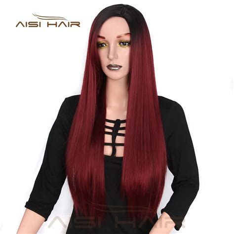 Buy Is A Wig Long Ombre Red Straight Synthetic Wigs