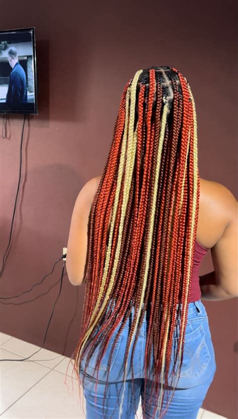 Knotless Braids Hairstyle Black Women Copper 350 And 613 Braided