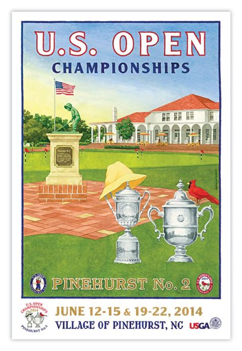 Signed 2014 U.S. Open Poster of Pinehurst No. 2 by Lee Wybranski