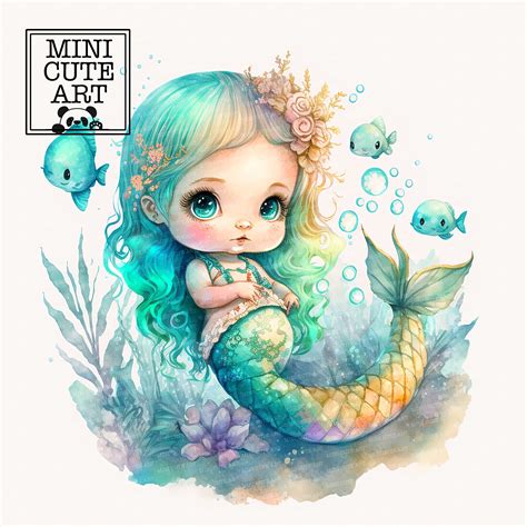 Cute Watercolor Mermaid Clip Art Mermaid Watercolor  Etsy