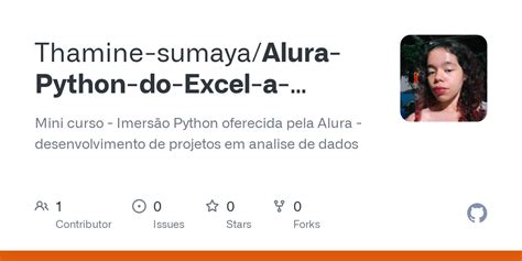 GitHub Thamine Sumaya Alura Python Do Excel A Analise De Dados Mini