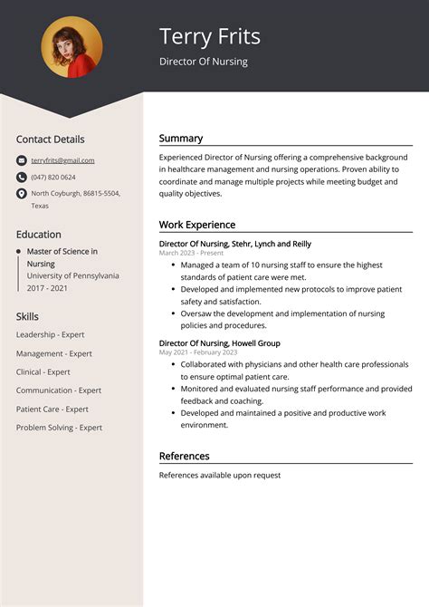 Director Of Nursing Resume Example Free Guide