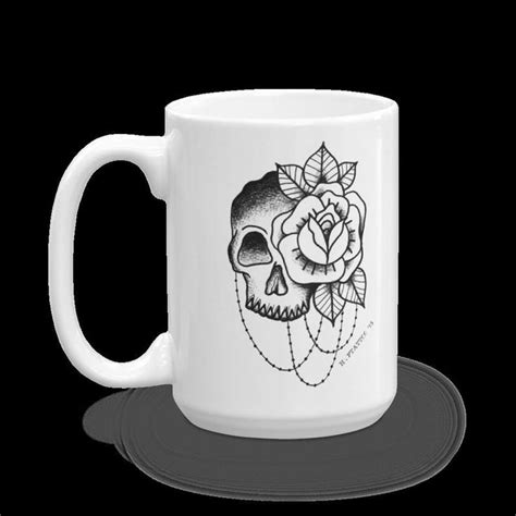 Tattoo Design Skull Mug Kitchen Decor Kitchenware Fake Tattoo Custom Mug Rose Mug Coff