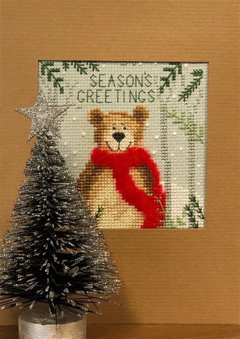 Cross Stitch Corner Bothy Threads Christmas Card Xmas Bear