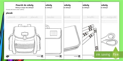 Karta pracy Ćwiczenie pisania Powrót do szkoły